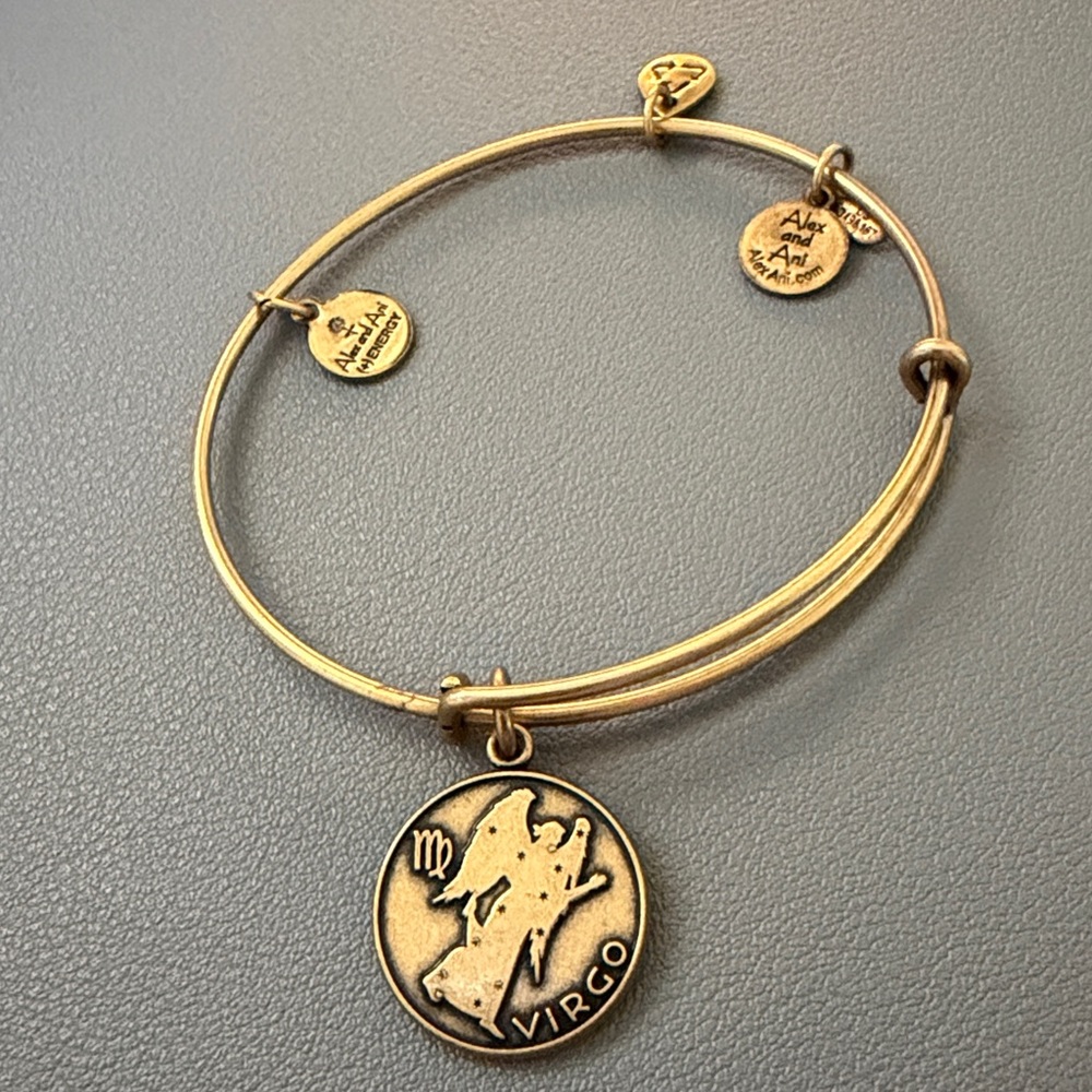 Alex and Ani Antique Gold Virgo Charm Expandable Bangle